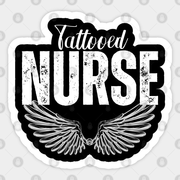 Tattooed Nurse with Angel Wings Sticker by jackofdreams22